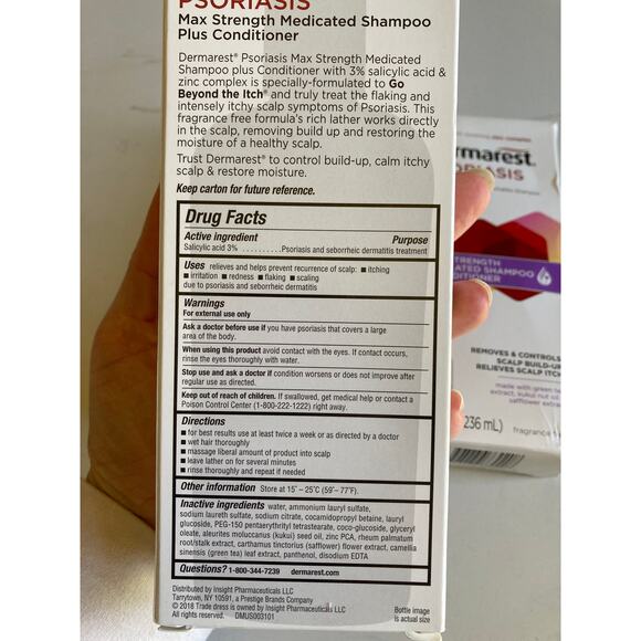 Three Dermarest Psoriasis Medicated Shampoo Plus Conditioner, 8 oz Exp 10/2023 - Picture 3 of 3